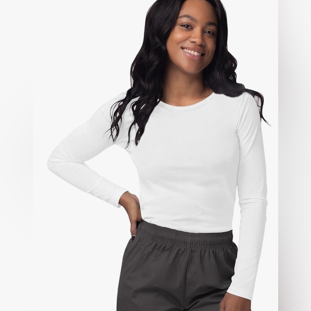 Sivvan Scrubs for Women - Long Sleeve Comfort Underscrub Tee - S8500 - White - L